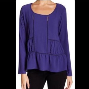 Harlowe & Graham tiered ruffle peasant top